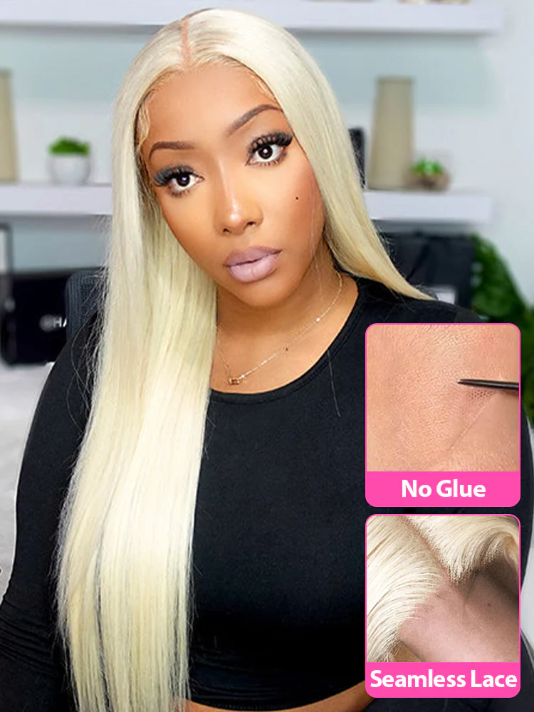 CurlyMe Pre-Plucked Wear Go Glueless Straight Hair 613 Blonde Pre-cut Swiss Lace - Image 4