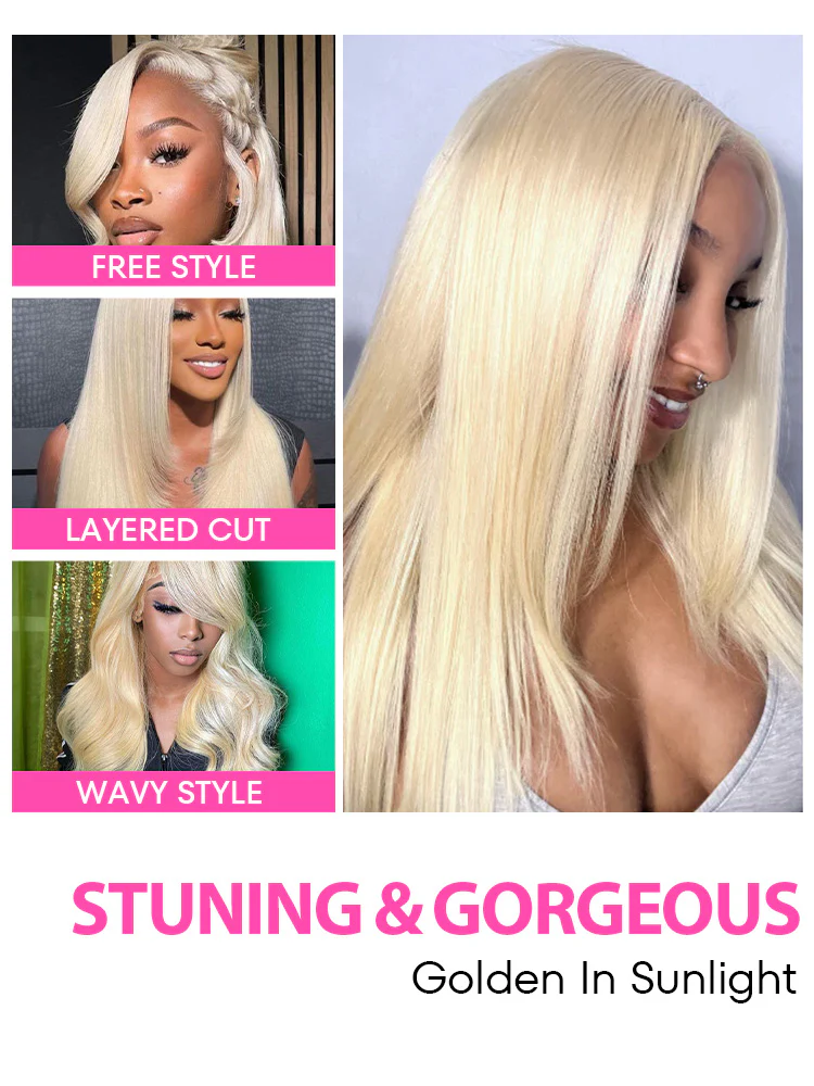 CurlyMe Pre-Plucked Wear Go Glueless Straight Hair 613 Blonde Pre-cut Swiss Lace - Image 9