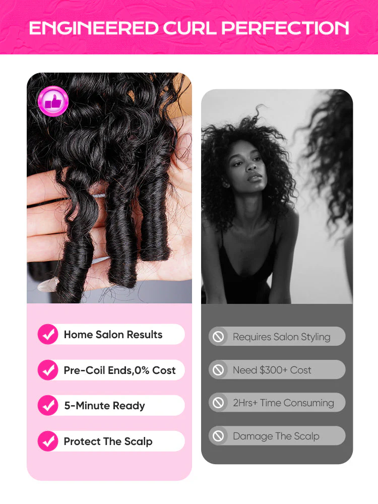 CurlyMe 3 In 1 Half Wig Kinky Straight Glueless Install Half Wig With Spiral Curly Ends - Image 9