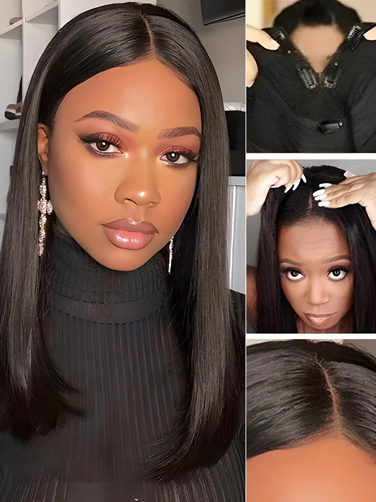 CurlyMe Straight Human Hair V Part Wig Glueless No Lace Same as Thin Part Wig - Image 5