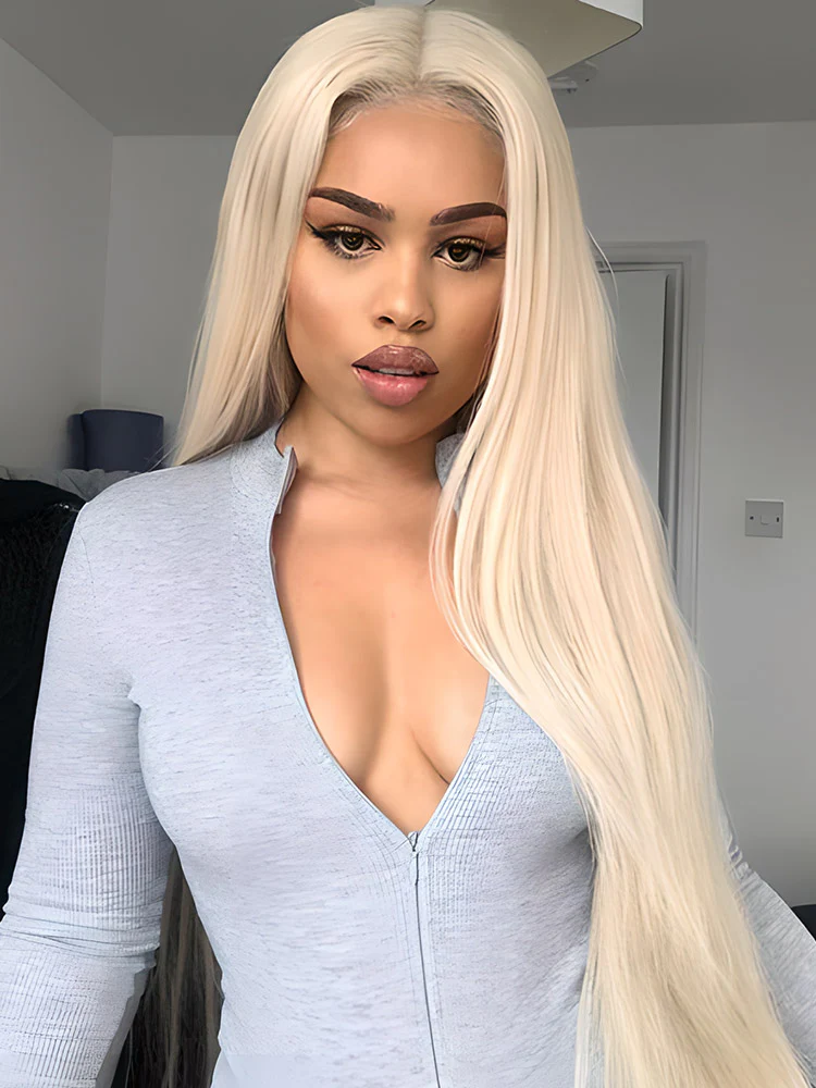 CurlyMe 613 Blonde Straight Hair 4x4 Lace Closure Wig Full Human Hair Wigs - Image 5