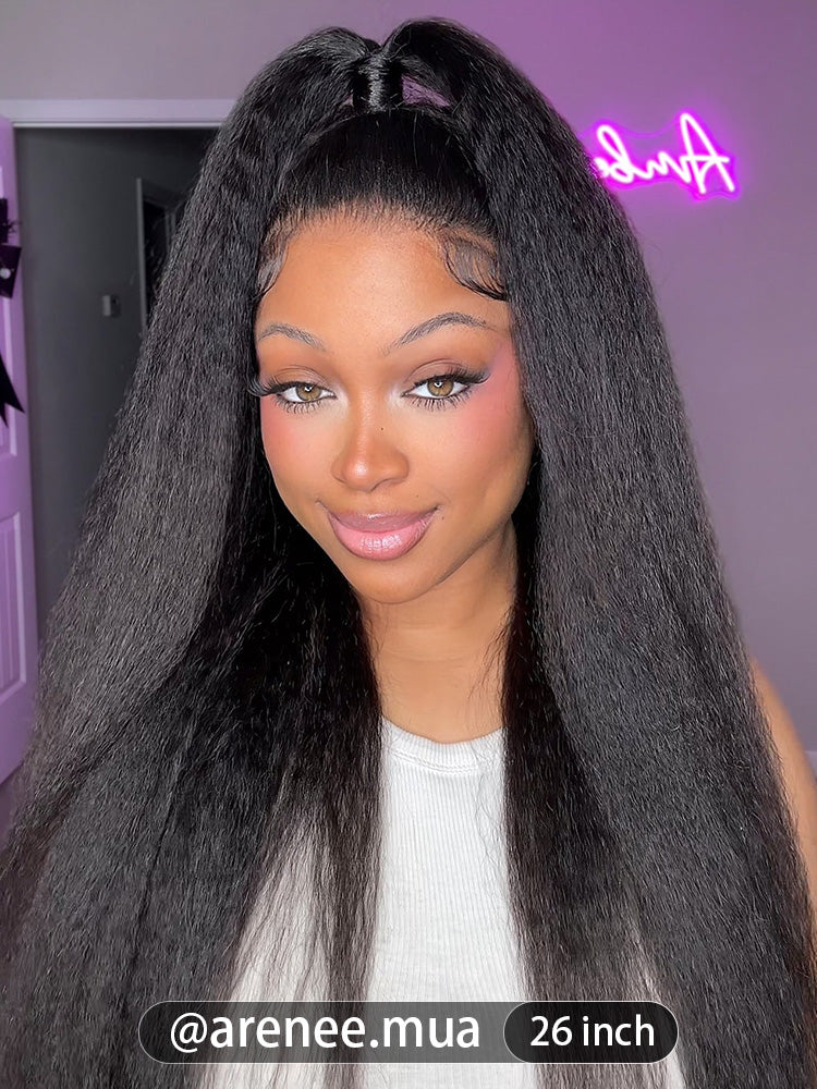CurlyMe 360 Fit Wig Pre-Bleached Kinky Straight Human Hair Pre-Cut 360 Lace Wear Go Glueless Wig Pre-Plucked - Image 13