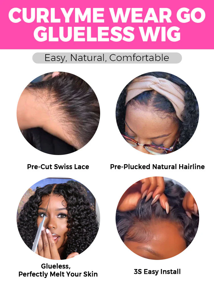 CurlyMe Wear Go Glueless Highlights Ombre Hair Pre-cut Lace Kinky Curly Wig - Image 10