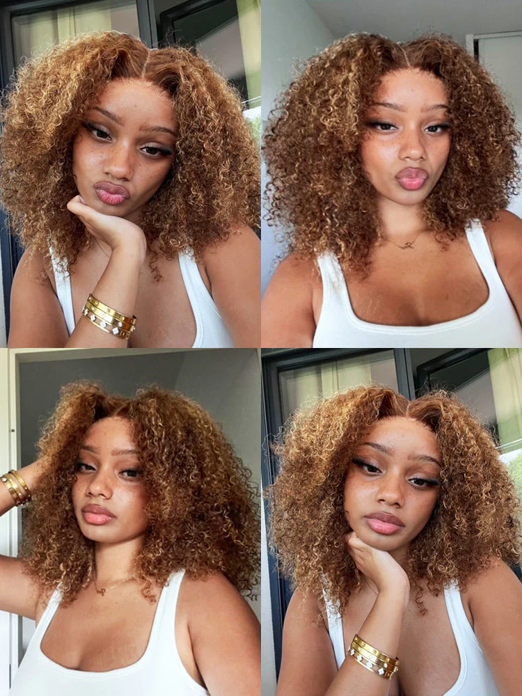 CurlyMe Wear Go Glueless Highlights Ombre Hair Pre-cut Lace Kinky Curly Wig - Image 7