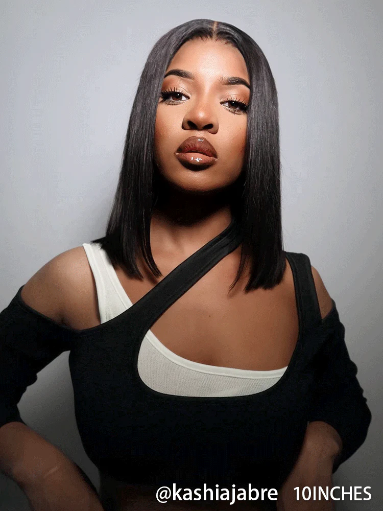 CurlyMe Pre-cut 9x6 HD Lace M-cap Wear Go Glueless Mini Knots Straight Bob Wig Pre-plucked - Image 3