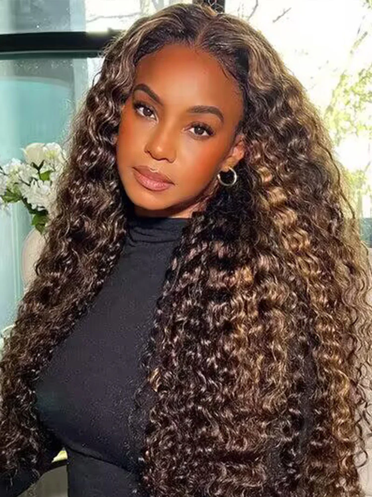 CurlyMe Pre-cut 9x6 Lace M-cap Wear Go Glueless Mini Knots Water Wave Highlight Wig Pre-plucked - Image 3