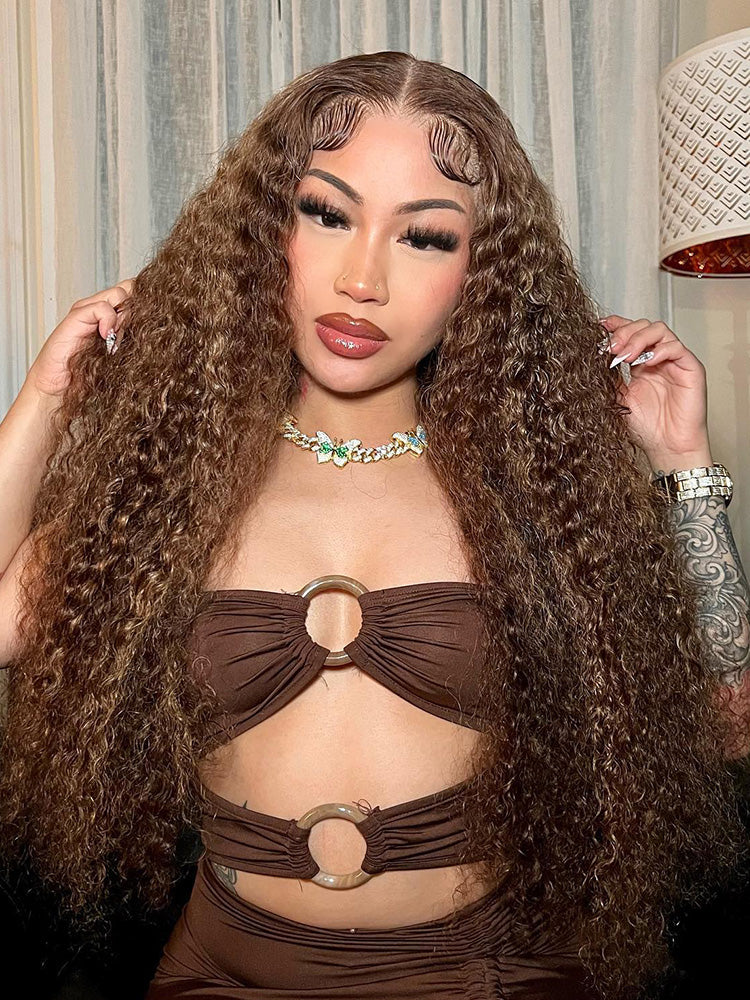 CurlyMe Pre-cut 9x6 Lace M-cap Wear Go Glueless Mini Knots Water Wave Highlight Wig Pre-plucked - Image 5