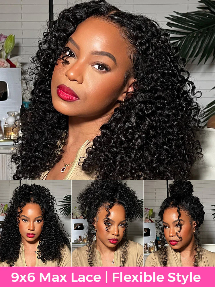 CurlyMe Pre-cut 9x6 Lace M-cap Wear Go Glueless Mini Knots Kinky Curly Hair HD Lace Front Wig Pre-plucked - Image 8