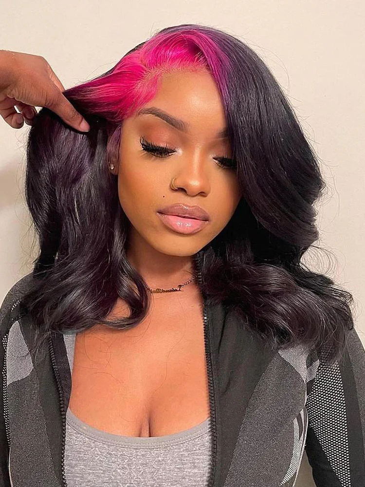 CurlyMe Pink Roots Body Wave Natural Color 13x4 Lace Front Wigs Ombre Hair - Image 6