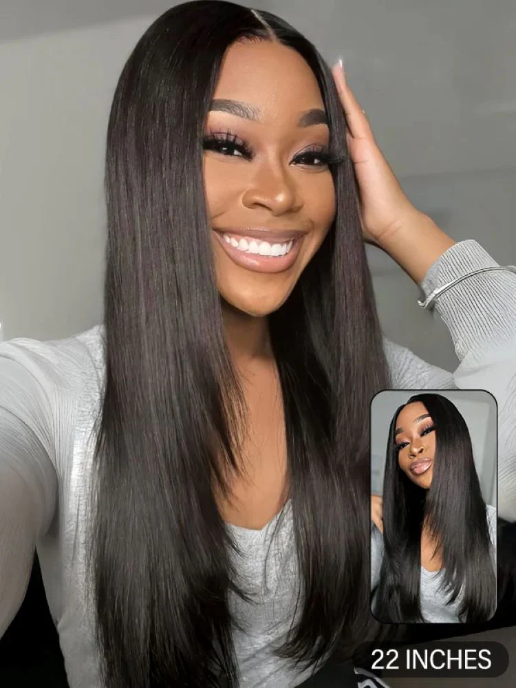 CurlyMe Layered Cut Pre-bleached Straight Hair Wear Go Glueless Wig 7x5 Pre-cut HD Lace Pre-plucked - Image 13