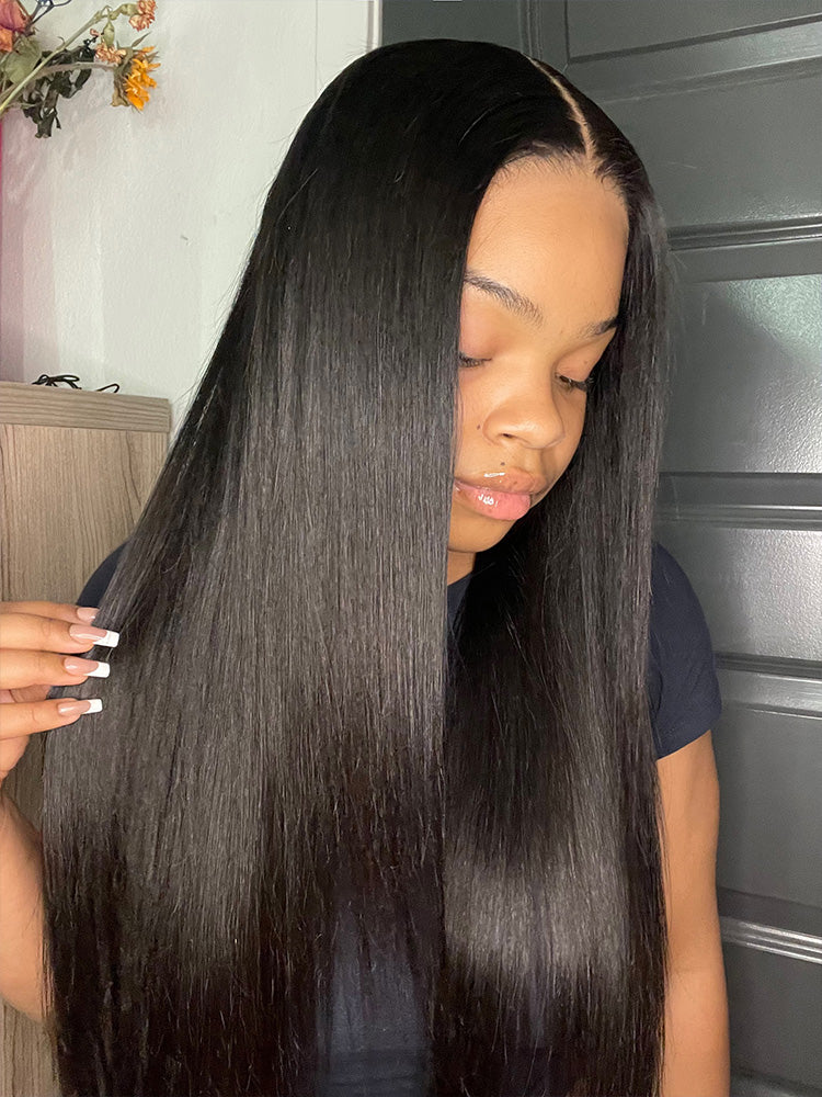 CurlyMe Pre-Bleached Knots 13x4/13x6 HD Lace Straight Human Hair Wear Go Glueless Wig With Elastic Draw-string - Image 10