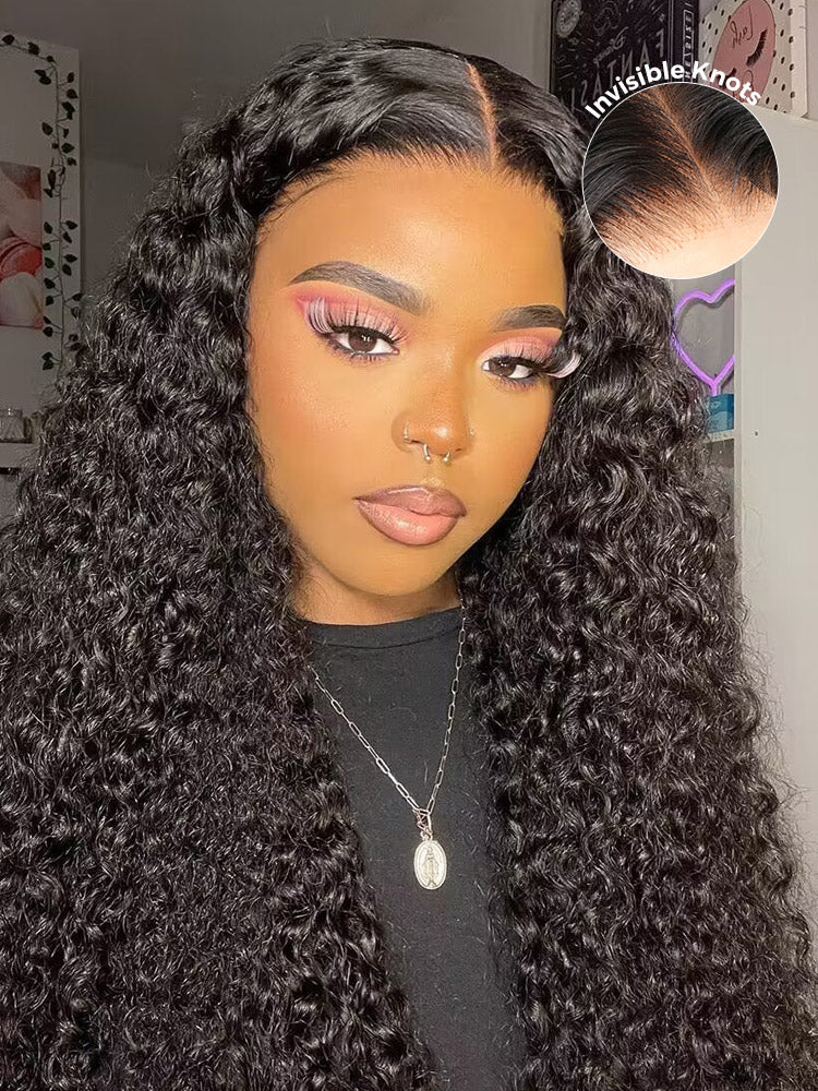 CurlyMe Pre Bleached Knots Water Wave Hair 13x4/13x6 HD Lace Frontal Wig With Elastic Drawstring Wear Go Wig - Image 9