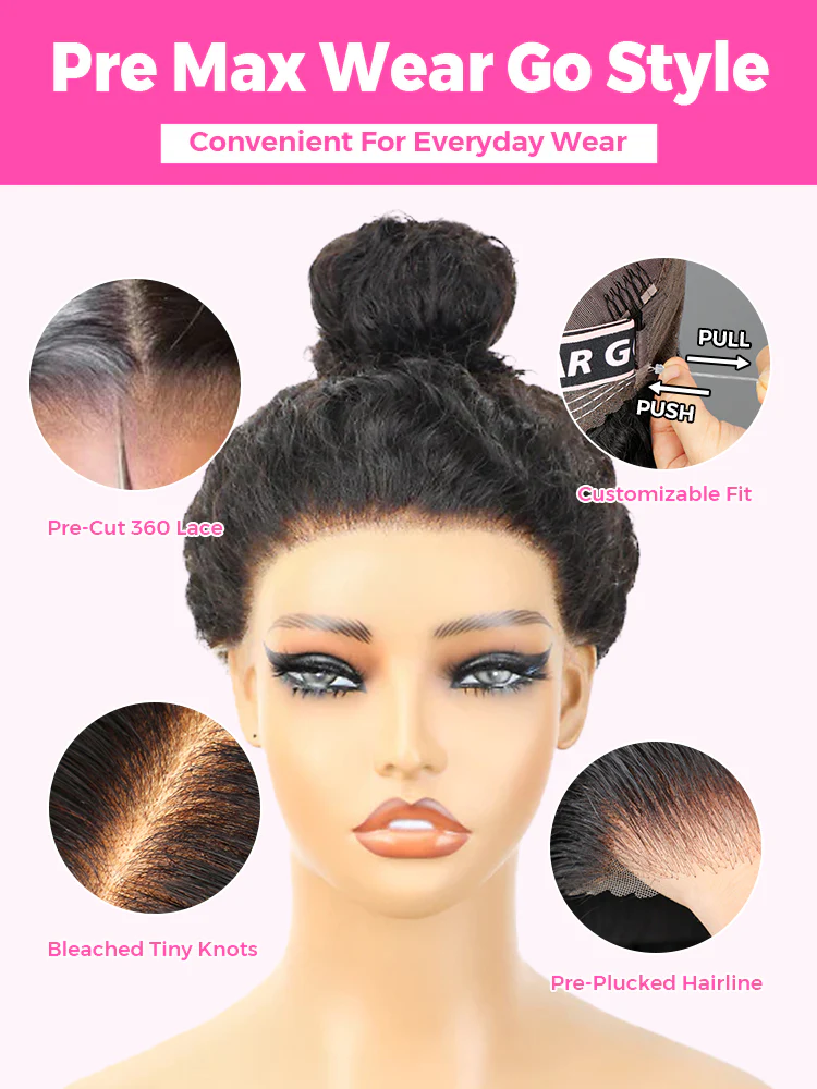 CurlyMe 360 Lace Wear Go Pre-Bleached Straight Human Hair Glueless Wigs Pre-Plucked Lace Front Wig - Image 8