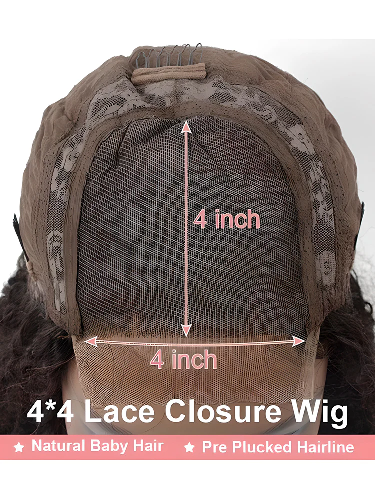 CurlyMe Body Wave Hair Gorgeous 4x4 Lace Closure Wig Pre Plucked Natural Color Curly Hair - Image 10