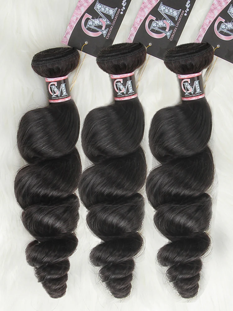 CurlyMe Loose Wave Virgin Human Hair 4 Bundles with 13x4 Frontal Natural Black - Image 6