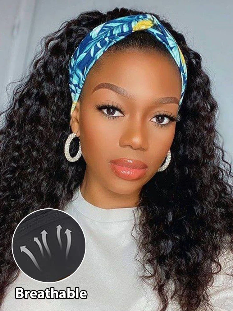 CurlyMe Glueless Water Wave Hair Headband Wig Adjustable No Lace Wig - Image 6