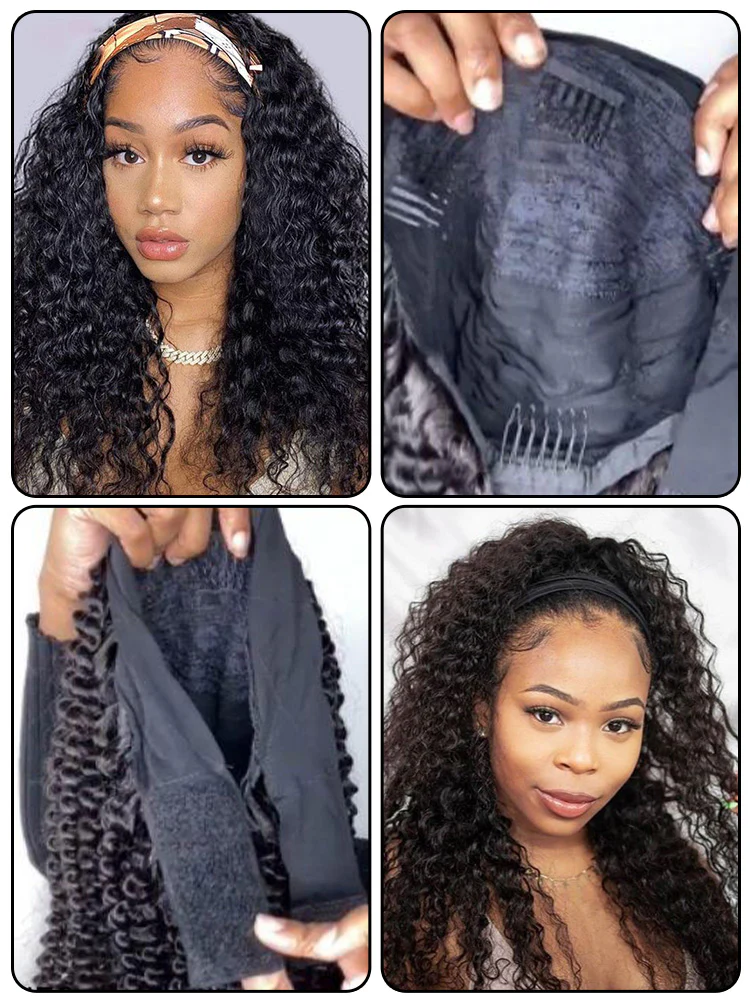 CurlyMe Glueless Water Wave Hair Headband Wig Adjustable No Lace Wig - Image 8