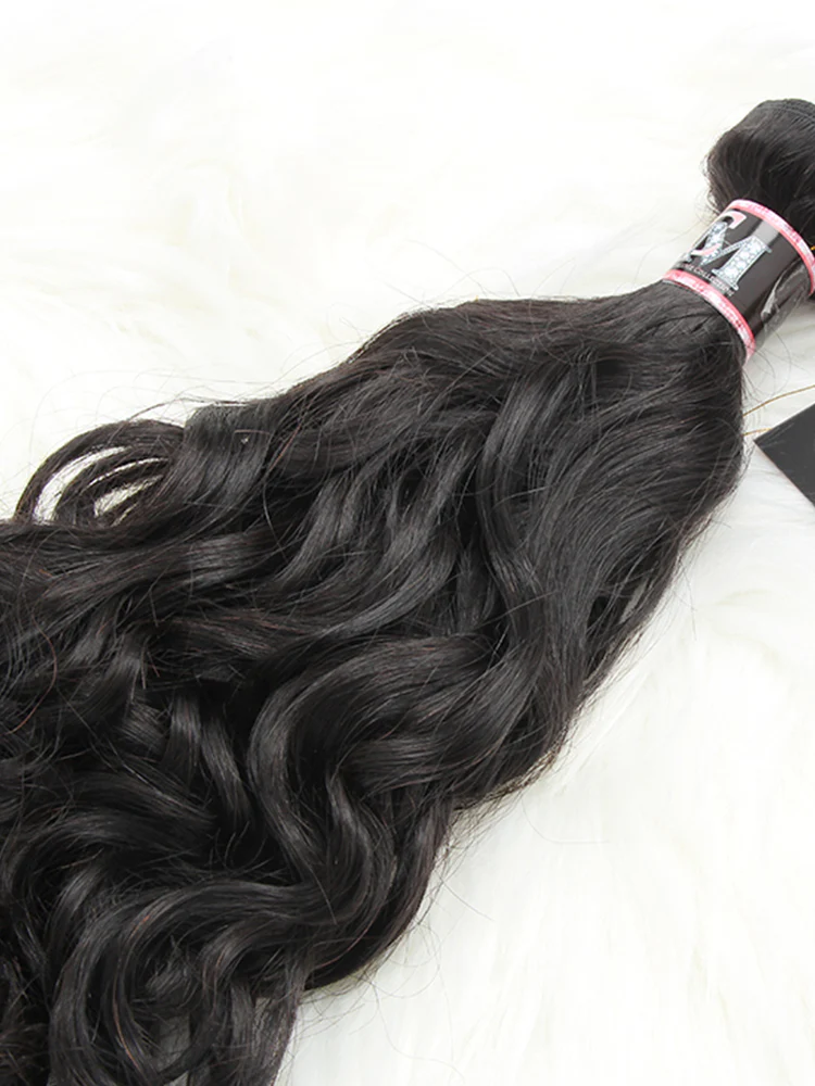 CurlyMe Natural Wave Virgin Human Hair 3 Bundles With 4x4 Closure Natural Black - Image 6