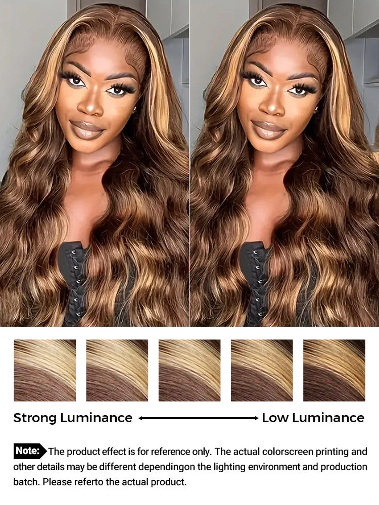 CurlyMe Wear Go Highlight Brown Color Face-Framing Layered Cut Body Wave Wig Pre-Cut Lace Glueless Wigs - Image 10