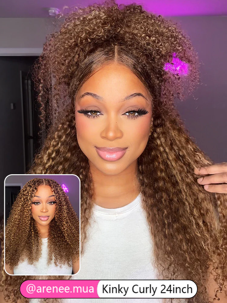 CurlyMe Wear Go Glueless Highlights Ombre Hair Pre-cut Lace Kinky Curly Wig - Image 5