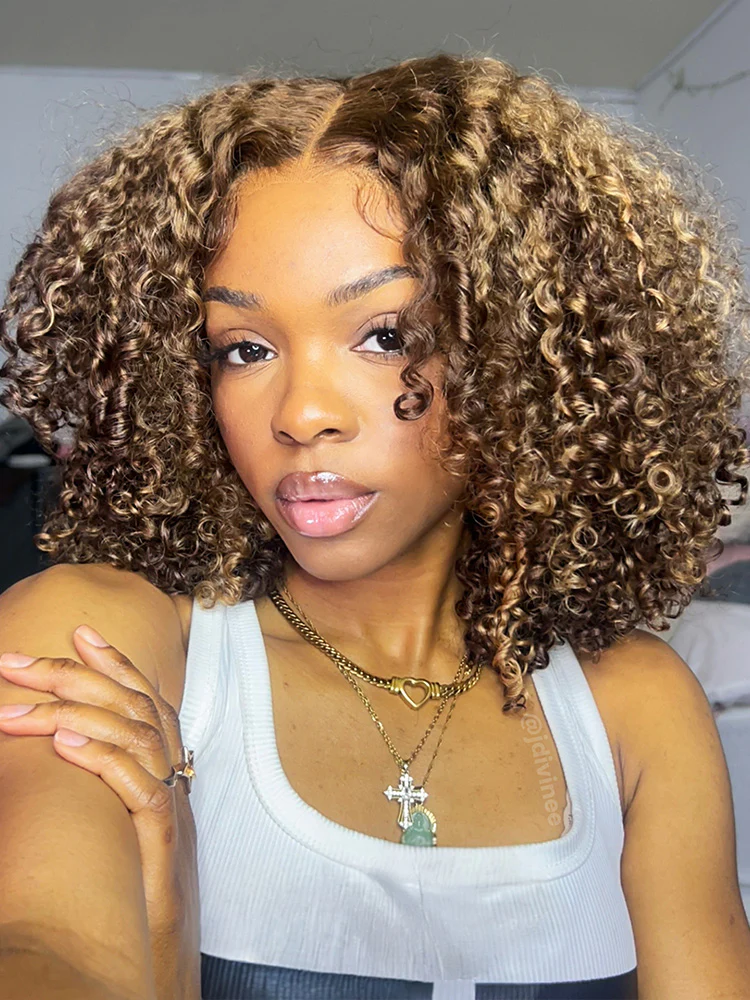 CurlyMe Wear Go Glueless Highlights Ombre Hair Pre-cut Lace Kinky Curly Wig - Image 6