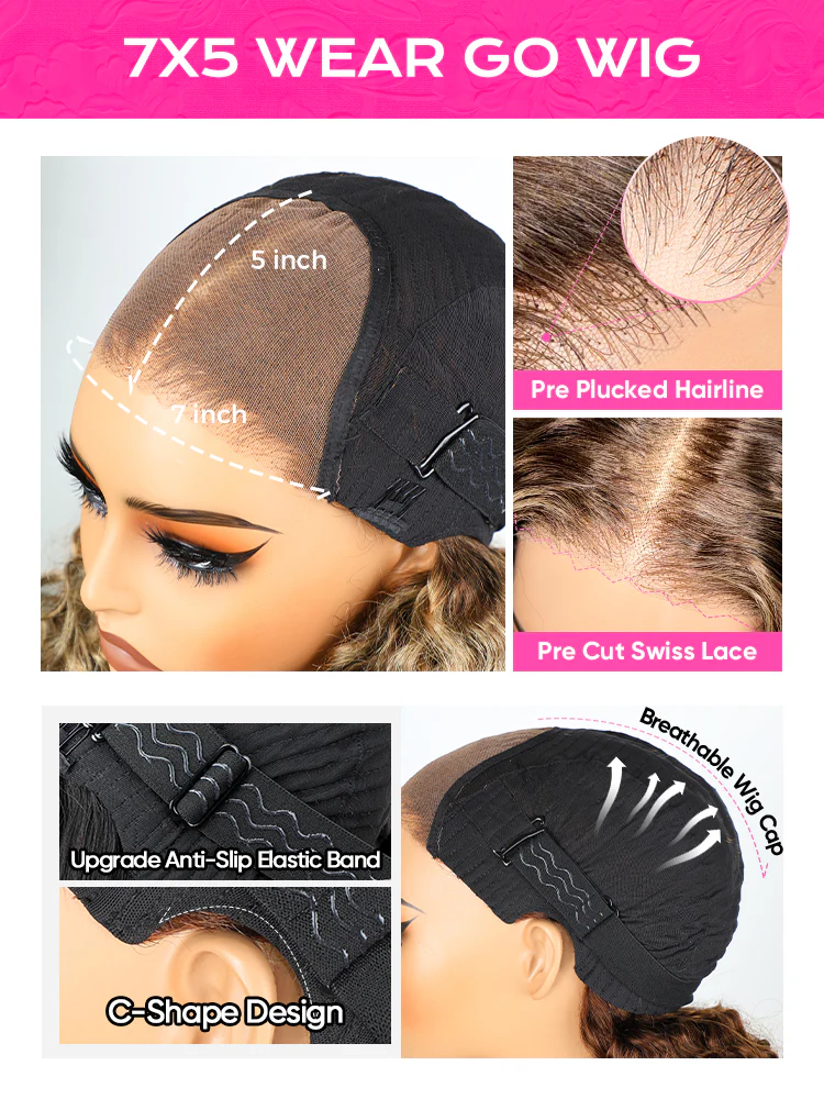 CurlyMe Wear Go Glueless Highlights Ombre Hair Pre-cut Lace Kinky Curly Wig - Image 8